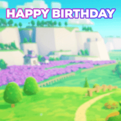 Cute Happy Birthday Fishing Animated Art Piece GIF