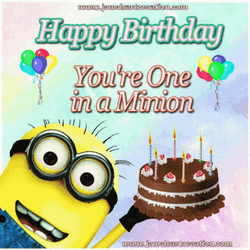 Cute Happy Birthday Minions Greeting  GIF