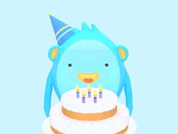 Cute Happy Birthday Monkey Sticker Blowing Candle