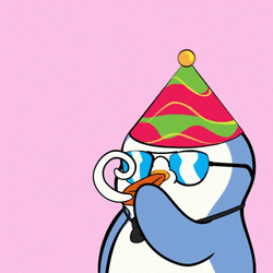 Cute Happy Birthday Penguin Sticker Blowing