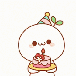 Cute Happy Birthday Sticker Wink With Cake