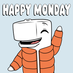 Cute Happy Monday Whale Cartoon Waving GIF