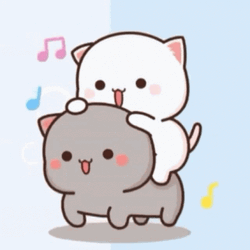 Cute Happy Peach & Goma Playing GIF