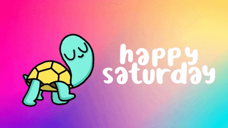 Cute Happy Saturday Animated Turtle Walking GIF
