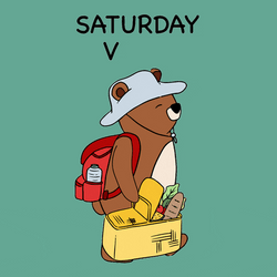 Cute Happy Saturday Bear Carrying Picnic Basket GIF