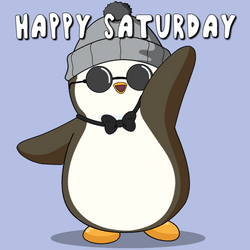 Cute Happy Saturday Pudgy Penguin Waving GIF