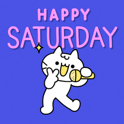 Cute Happy Saturday White Cat With Microphone GIF
