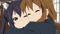 Cute Hug K-On Cat Ears Anime GIF