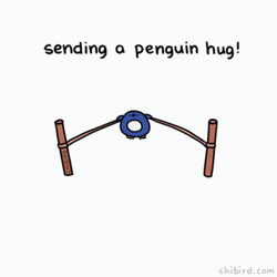 Cute Hug Sending Penguin Hug Slingshot GIF