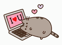 Cute I Love You Cat On Laptop GIF
