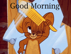 Cute Jerry Grooming Good Morning Note GIF
