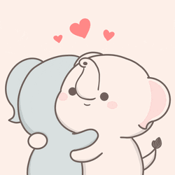 Cute Kawaii Cartoon Elephants Hugging GIF