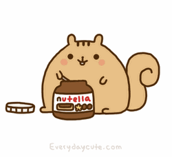 Cute Kawaii Cat Eating Nutella GIF