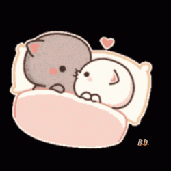 Cute Kawaii Cats Kissing On Bed GIF