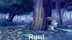 Cute Little Bugs Bunny Running Around The Tree GIF