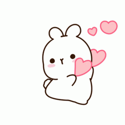 Cute Little Bunny Swaying Hearts Sticker