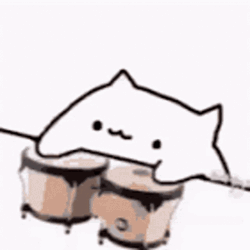 Cute Little Cartoon Cat Drum GIF