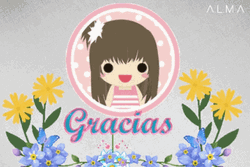 Cute Little Girl Gracias Cartoon GIF