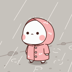 Cute Little Girl In Pink On Rainy Day GIF