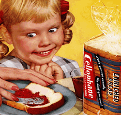 Cute Little Girl Looking At Toast Bread GIF