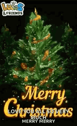 Cute Merry Christmas Wishes Spinning Tree GIF