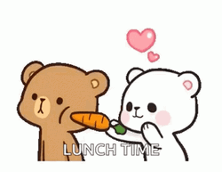 Cute Milk And Mocha Bear Lunch Time Carrot Poke GIF