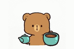 Cute Mocha Bear Pouring Hot Animated Coffee