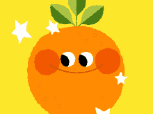 Cute Orange Fruit Blush Smile Sparkles GIF