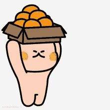 Cute Orange Fruit Cartoon Playing GIF
