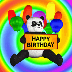 Cute Panda Bear Holding Birthday Sign GIF