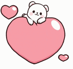 Cute Peach Sticker Lying On Bouncing Love Heart GIF