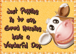 Cute Peeking Cow Good Morning Design GIF