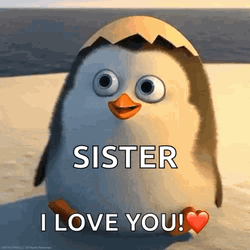Cute Penguin I Love You Sis GIF