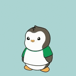 Cute Penguin Transforming Into Strong Penguin GIF