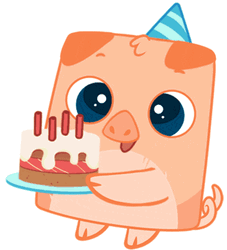 Cute Piggy Sticker With Happy Birthday Cake