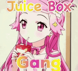 Cute Pink Girl Having Juice GIF