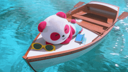 Cute Pink Panda Sailing GIF