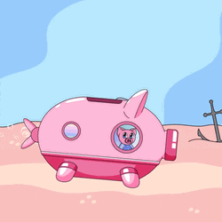 Cute Pink Pig Submarine In Motion GIF