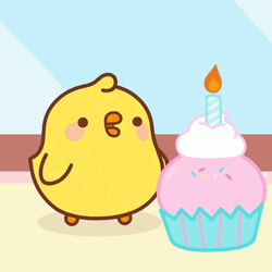 Cute Piu Piu Sticker Happy Birthday Blowing Candle