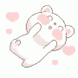 Cute Pixel Bear Rolling In Love GIF