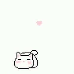 Cute Pixel Cat Catching Heart GIF