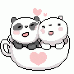 Cute Pixel Couple Polar Bears In Love GIF