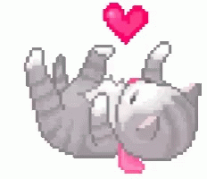 Cute Pixel Kitten Playing With Heart GIF