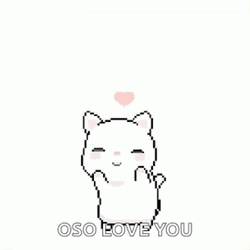 Cute Pixel White Cat Dance With Love GIF