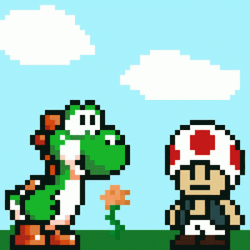 Cute Pixel Yoshi And Toad GIF