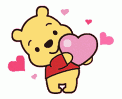 Cute Pooh Sticker Love Heart