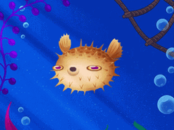 Cute Pufferfish Purple Eyes GIF