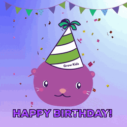 Cute Purple Seal Birthday Celebration GIF
