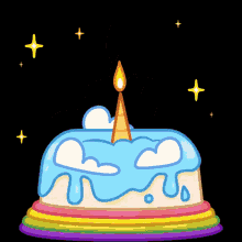 Cute Rainbow Unicorn Birthday Cake