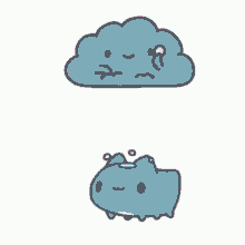 Cute Raining Cloud Angry Bugcat Carpoo Umbrella GIF
